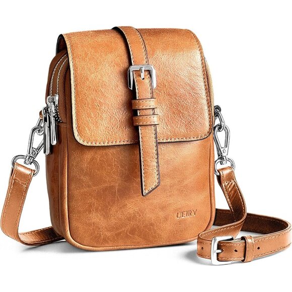 Handbags - Genuine Leather Crossbody Bag Small with Adjustable Strap for Travel Women